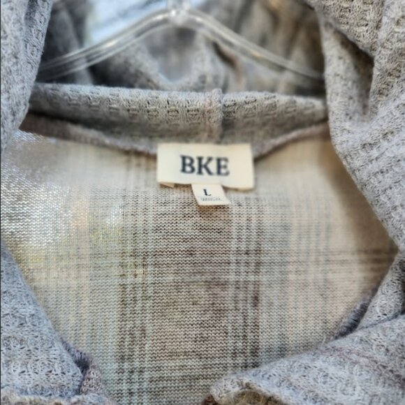 ✨ONLINE EXCLUSIVE!✨ SOLD OUT!✨ Buckle BKE Plaid Knit Hooded Shirt L-OLIVE GREEN - Picture 4 of 6